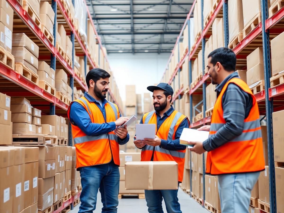 Equipo de Logística Xpress revisando paquetes en la bodega